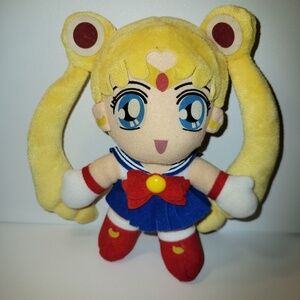Sailor Moon Character Plush Toy Blue Skirt Red Bow 7.5 Inch Vintage Style No Tag